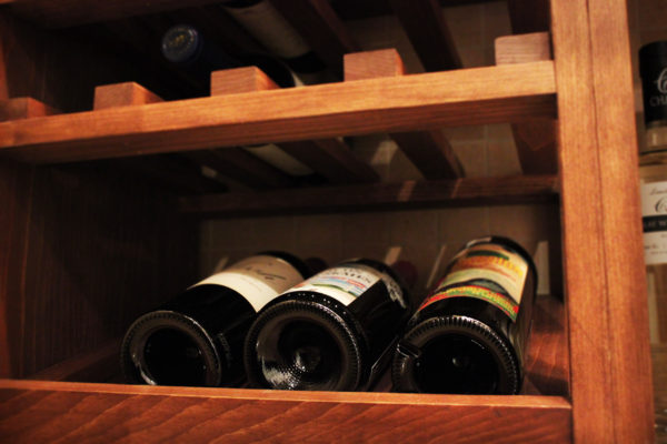 Wine bottles laying down